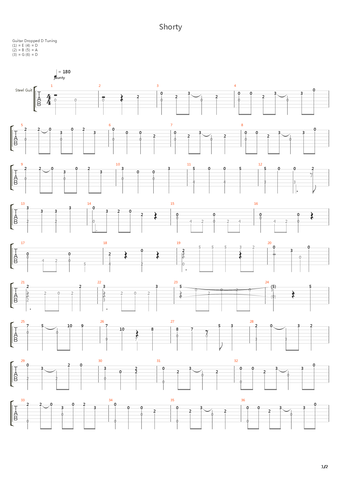 Shorty吉他谱