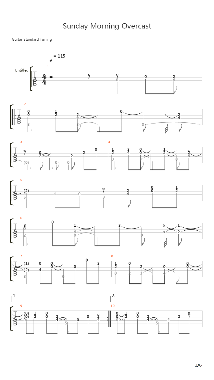 Sunday Morning Overcast吉他谱