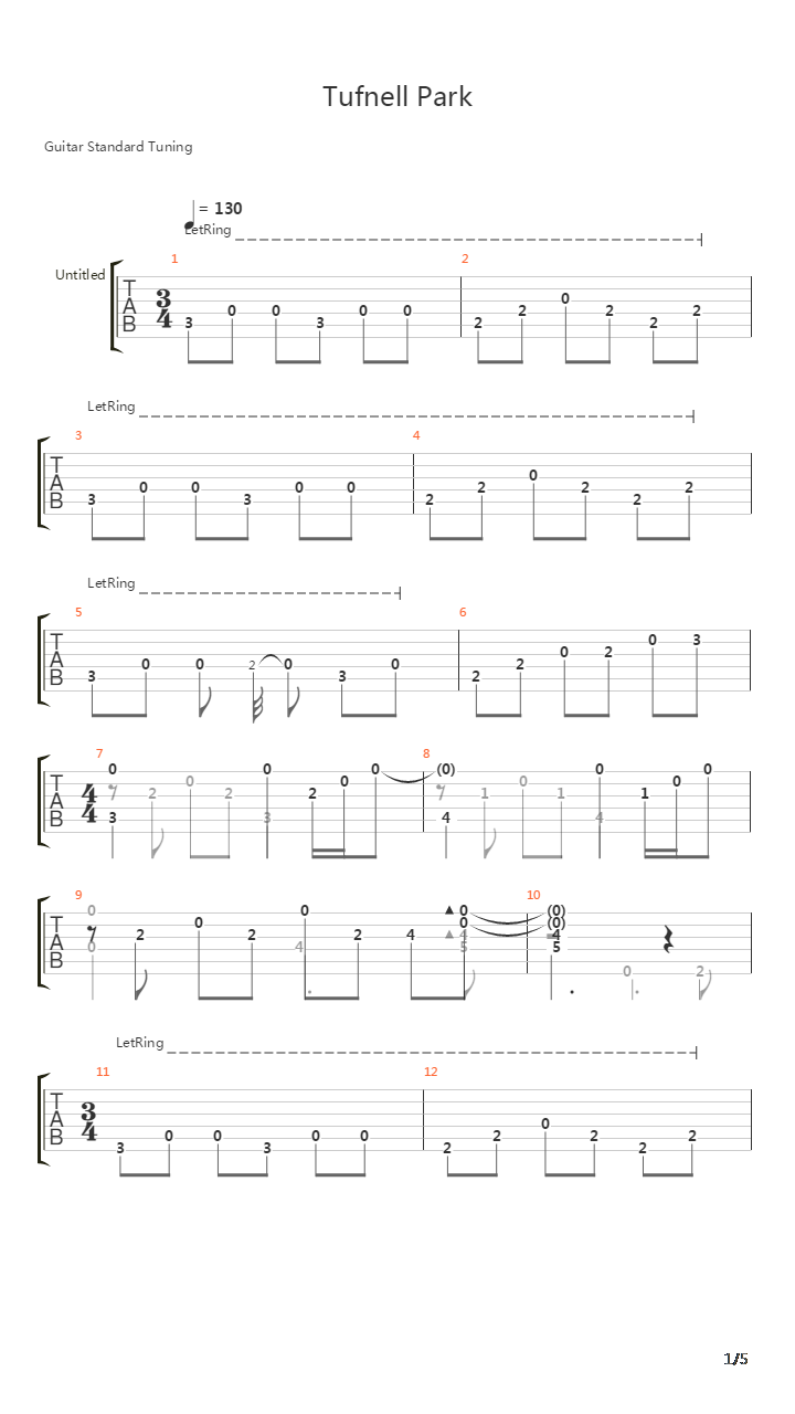 Tufnell Park吉他谱