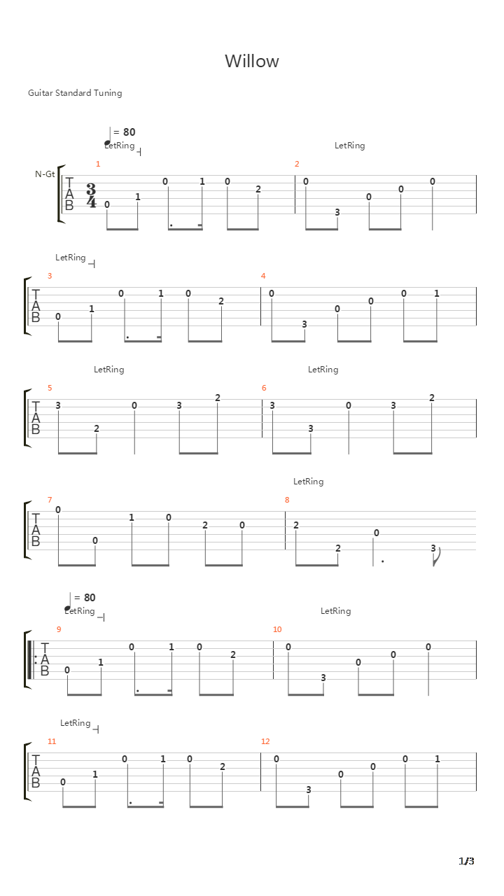 Willow吉他谱