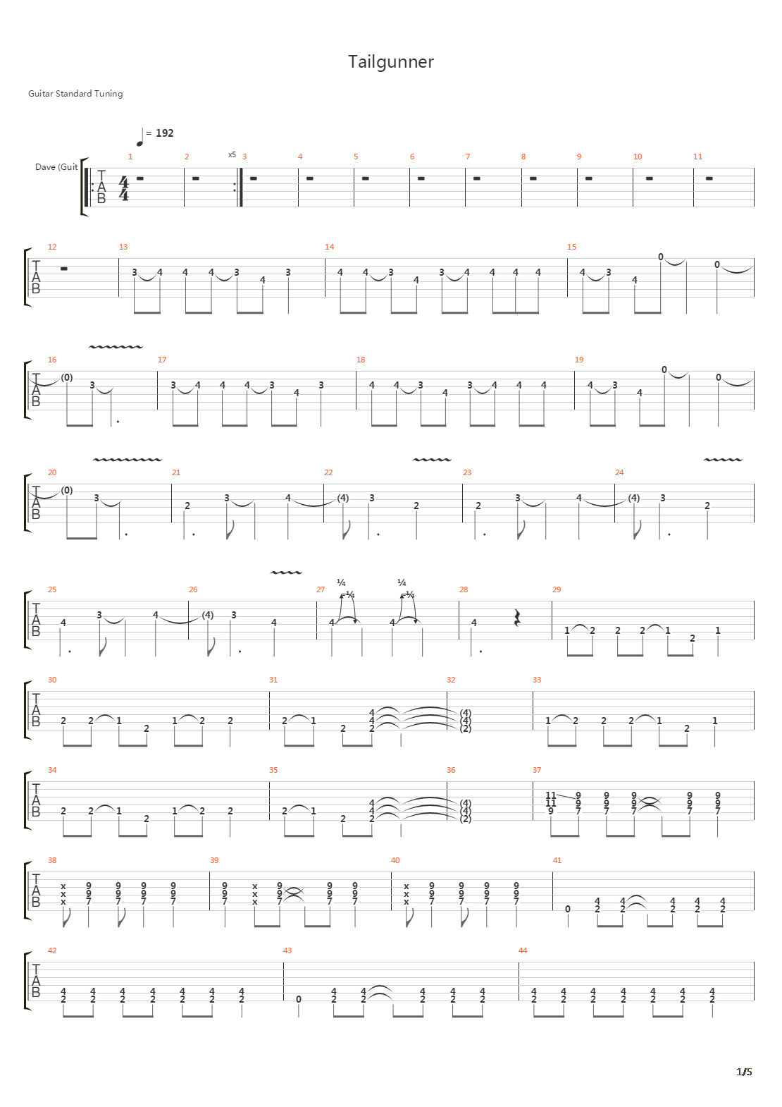 Tailgunner吉他谱