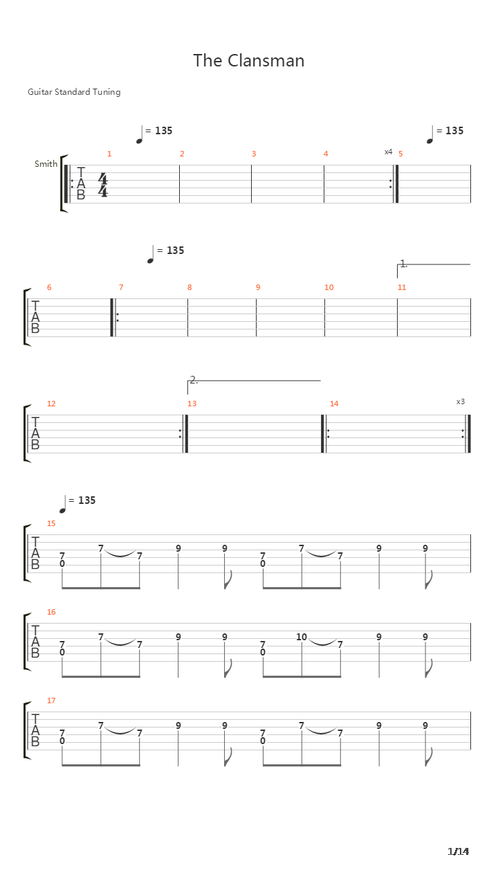 The Clansman吉他谱