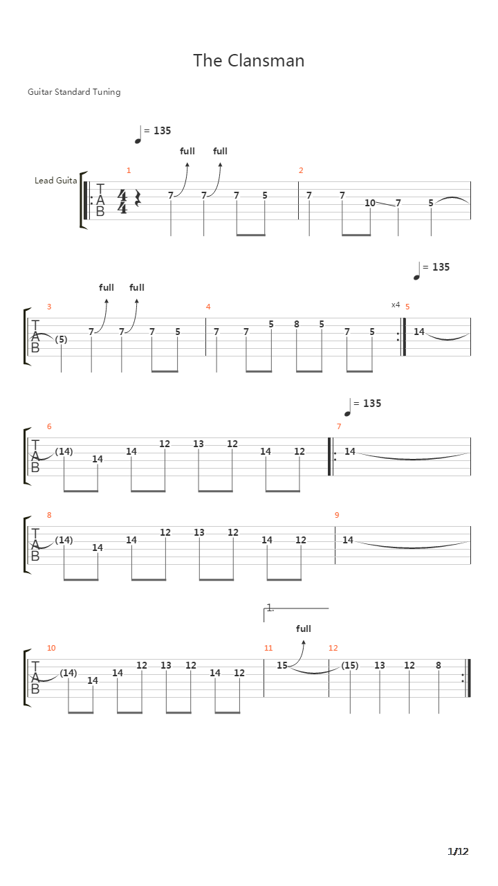 The Clansman吉他谱