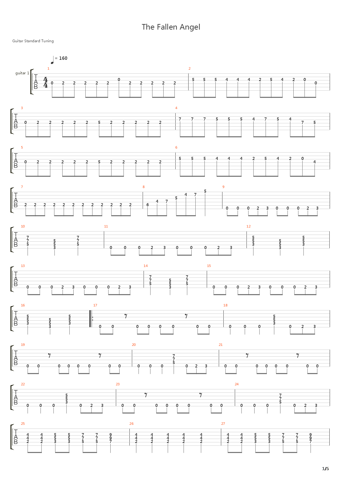 The Fallen Angel吉他谱
