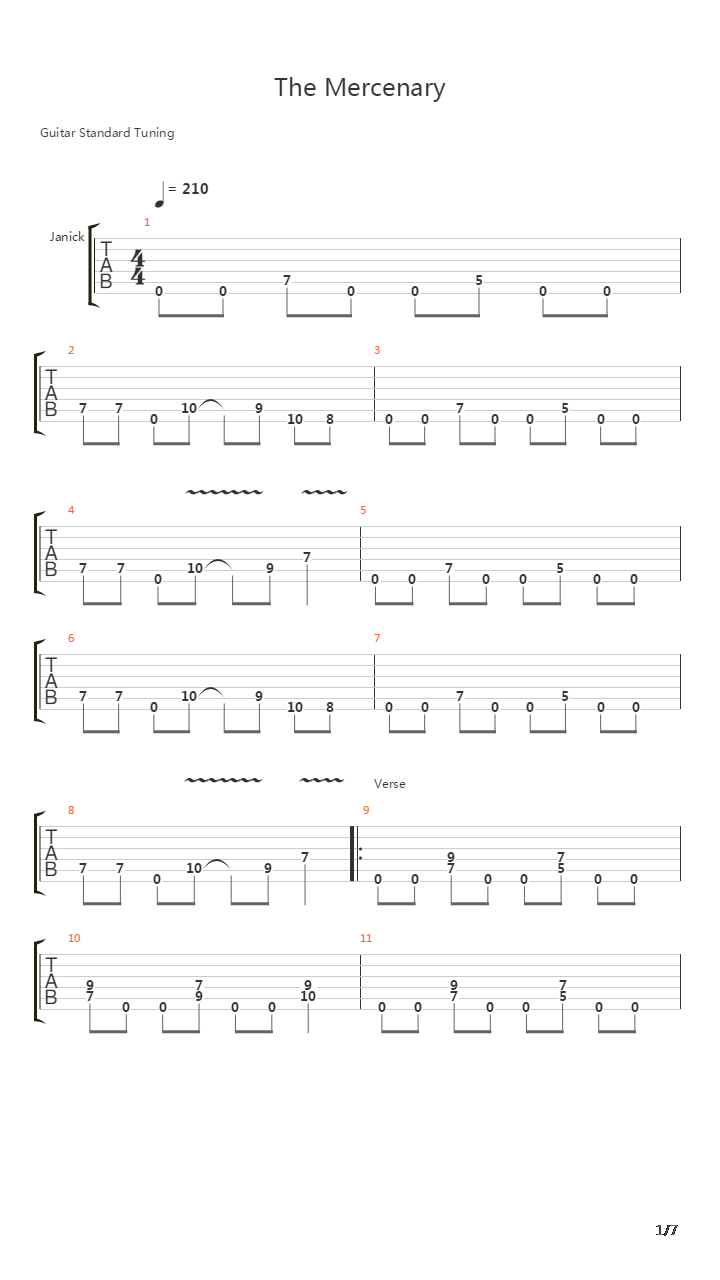 The Mercenary吉他谱
