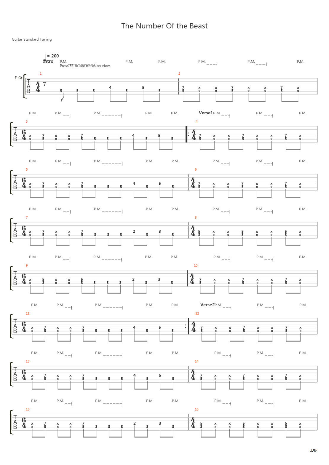 The Number Of The Beast吉他谱