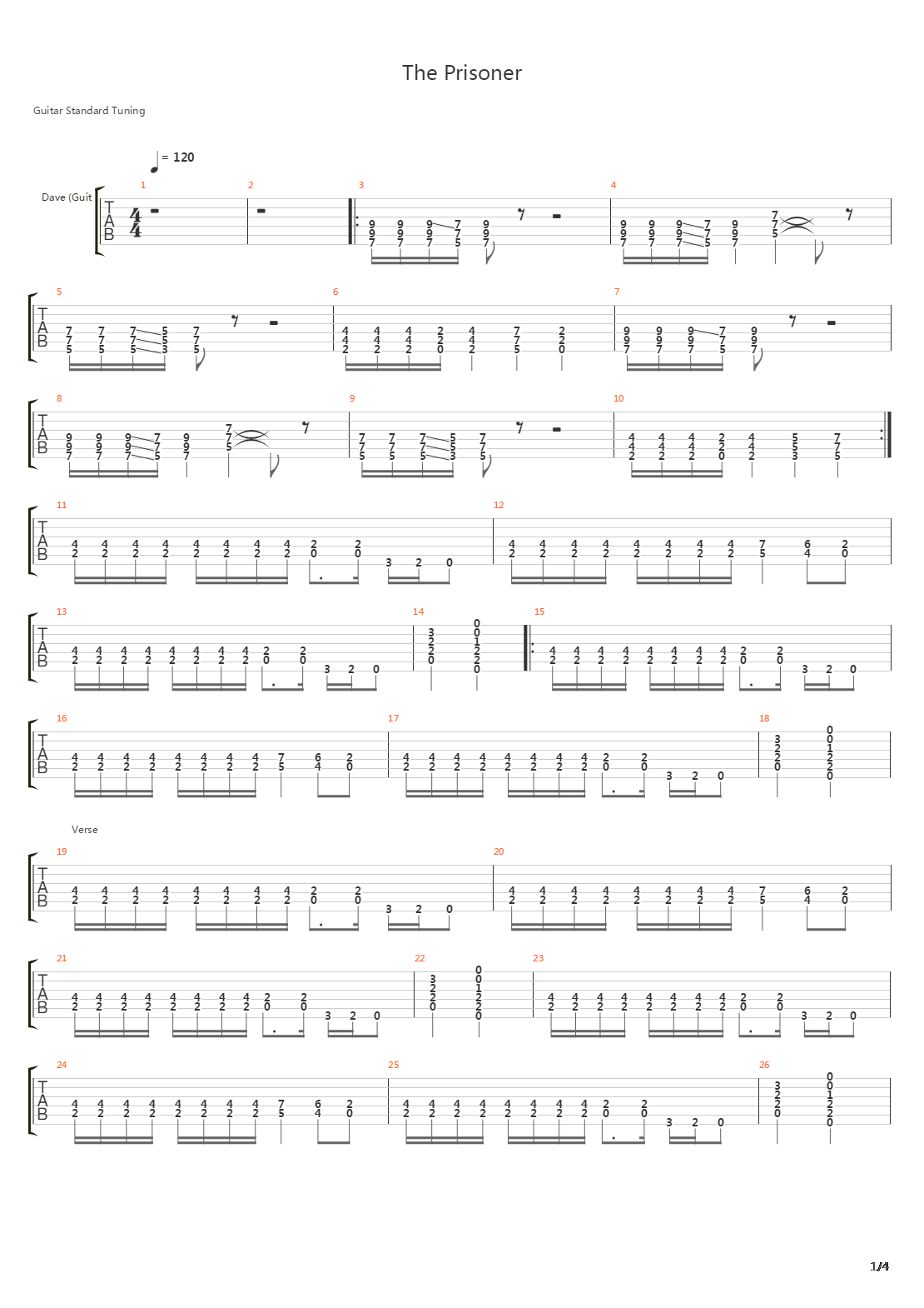 The Prisoner吉他谱