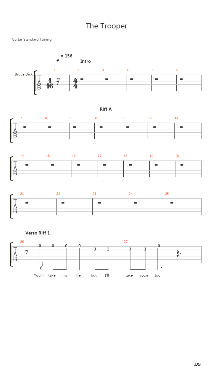 The Trooper吉他谱