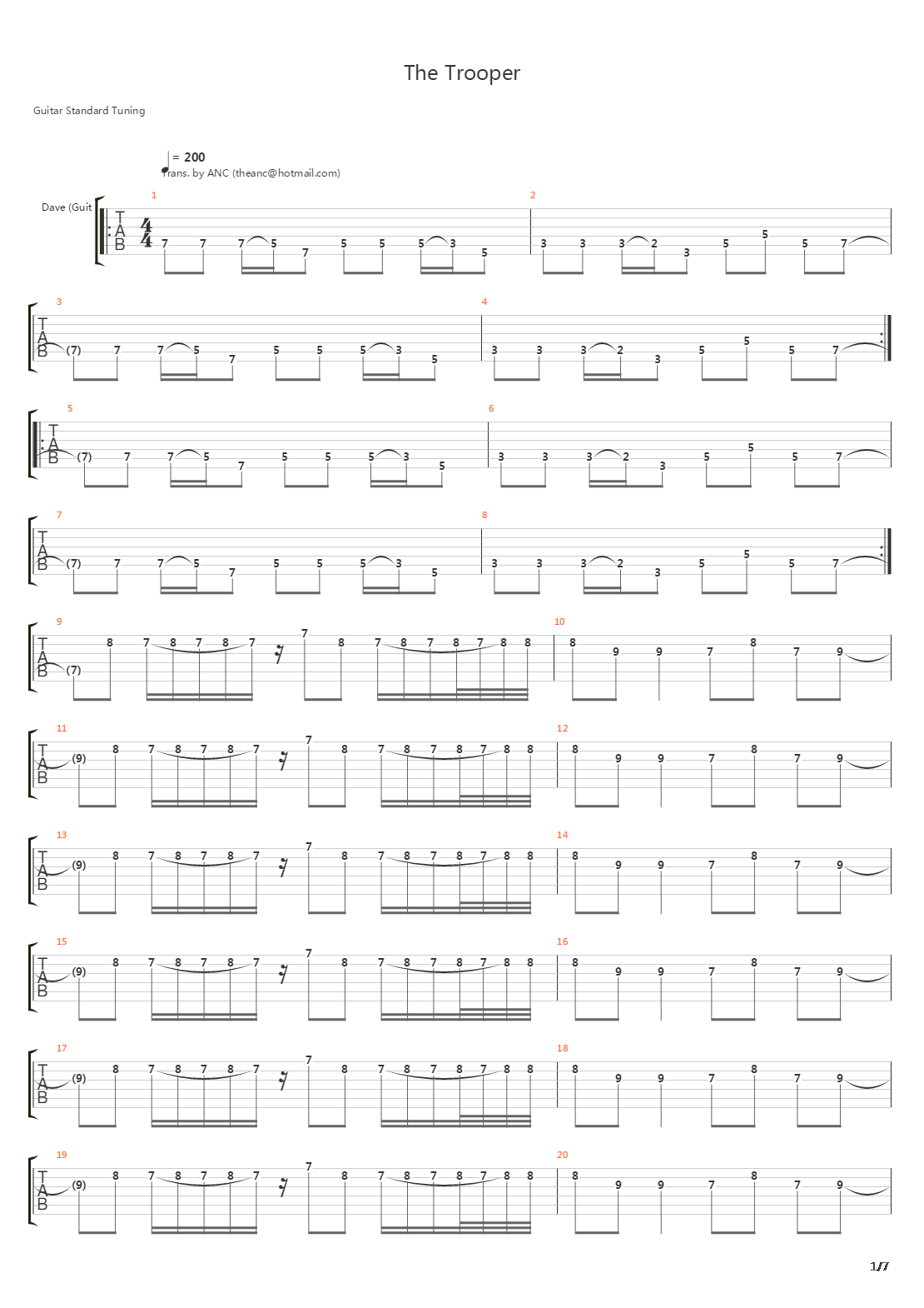 The Trooper吉他谱