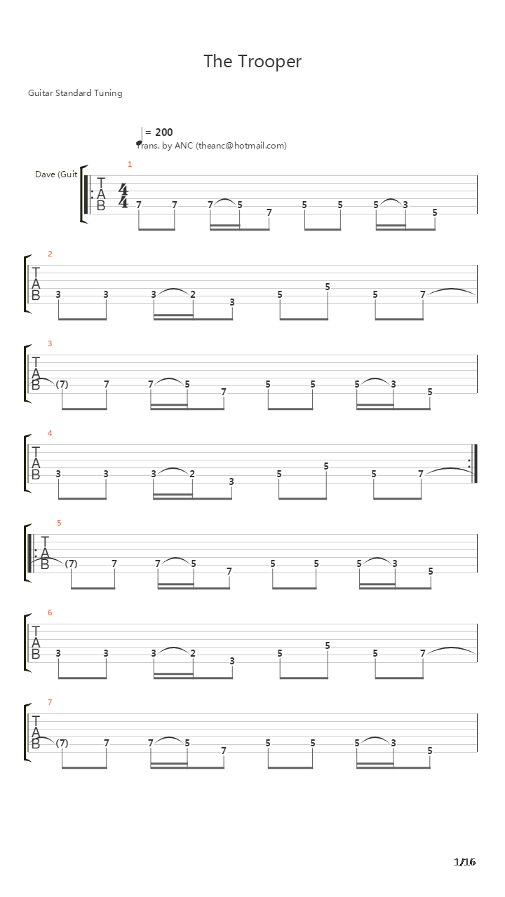 The Trooper吉他谱