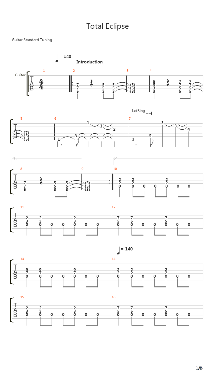 Total Eclipse吉他谱