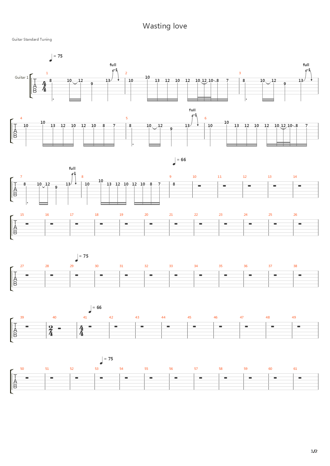 Wasting Love吉他谱
