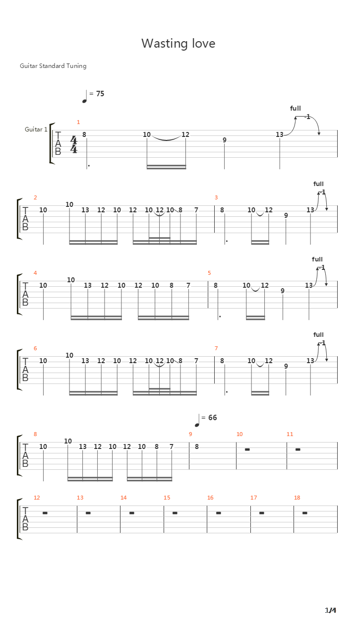 Wasting Love吉他谱