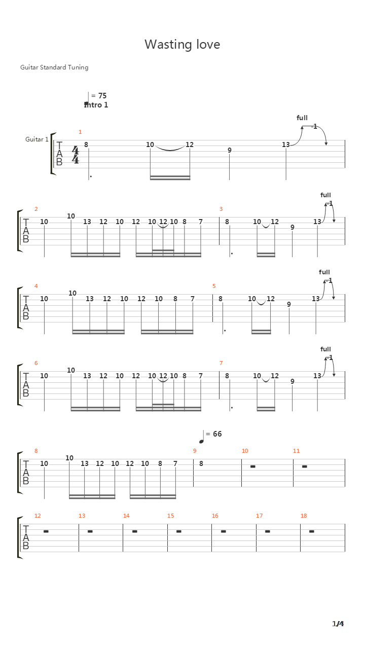 Wasting Love吉他谱