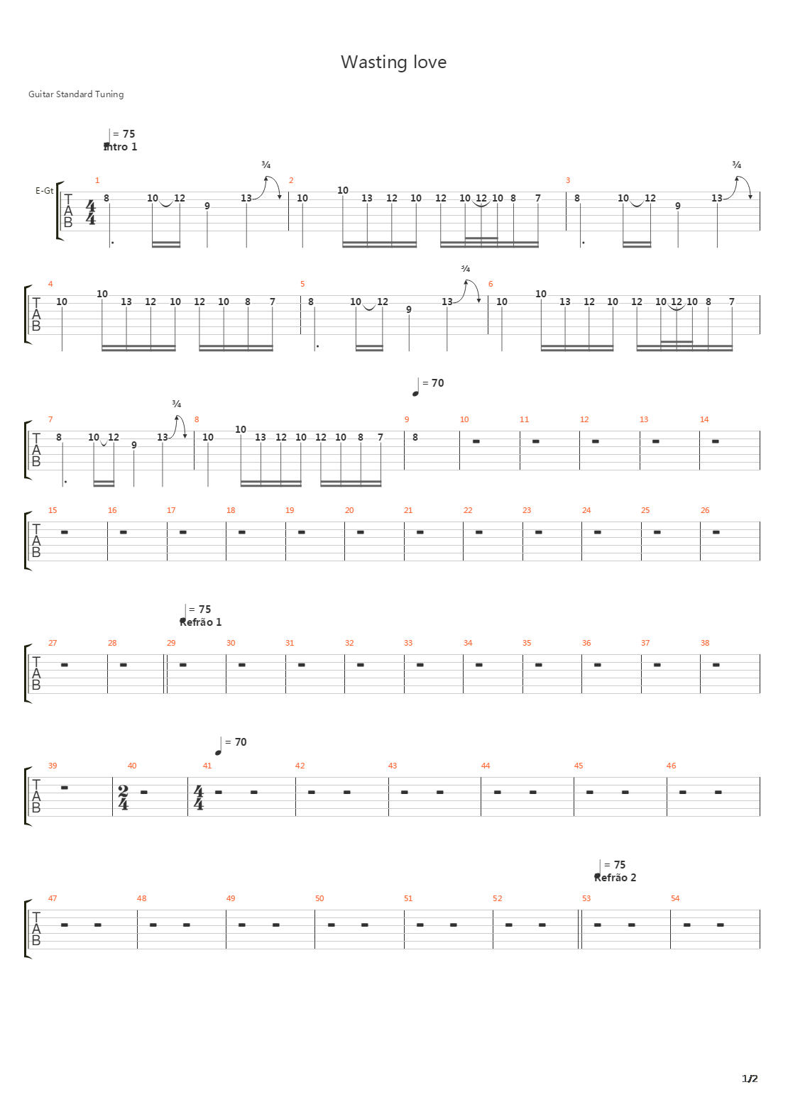 Wasting Love吉他谱