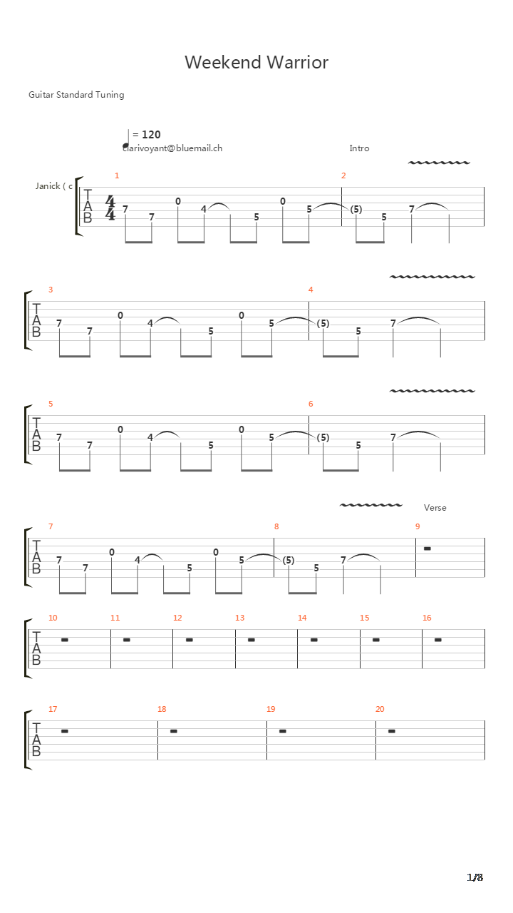 Weekend Warrior吉他谱