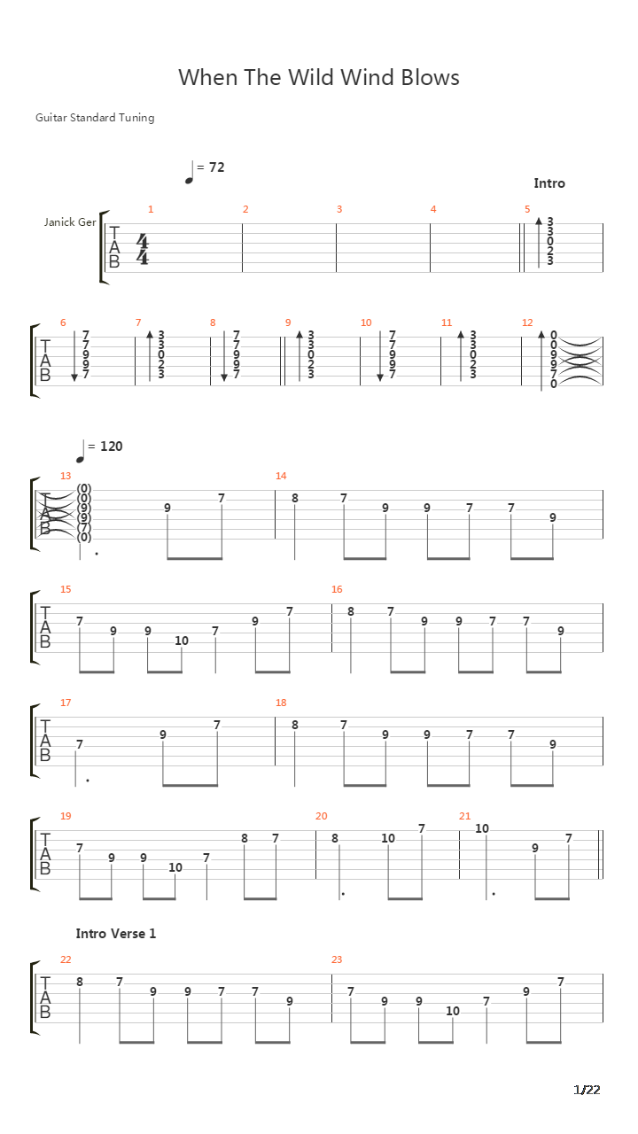 When The Wild Wind Blows吉他谱