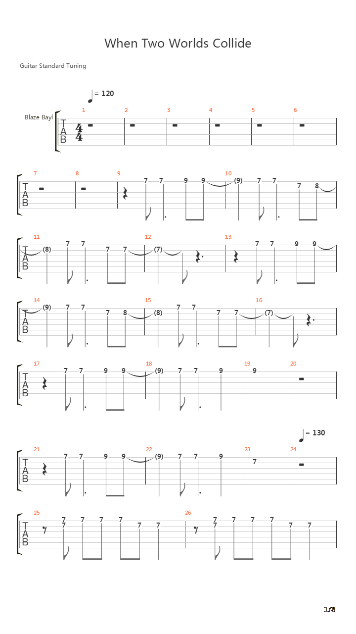 When Two Worlds Collide吉他谱