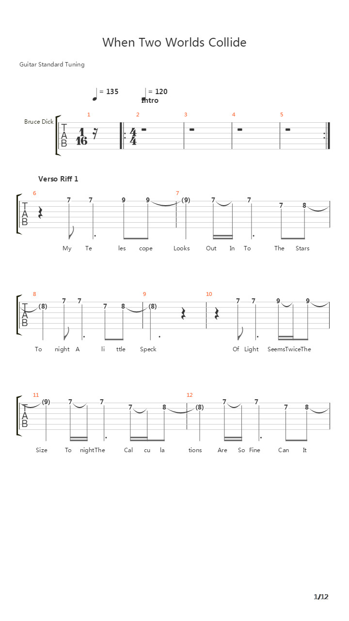 When Two Worlds Collide吉他谱