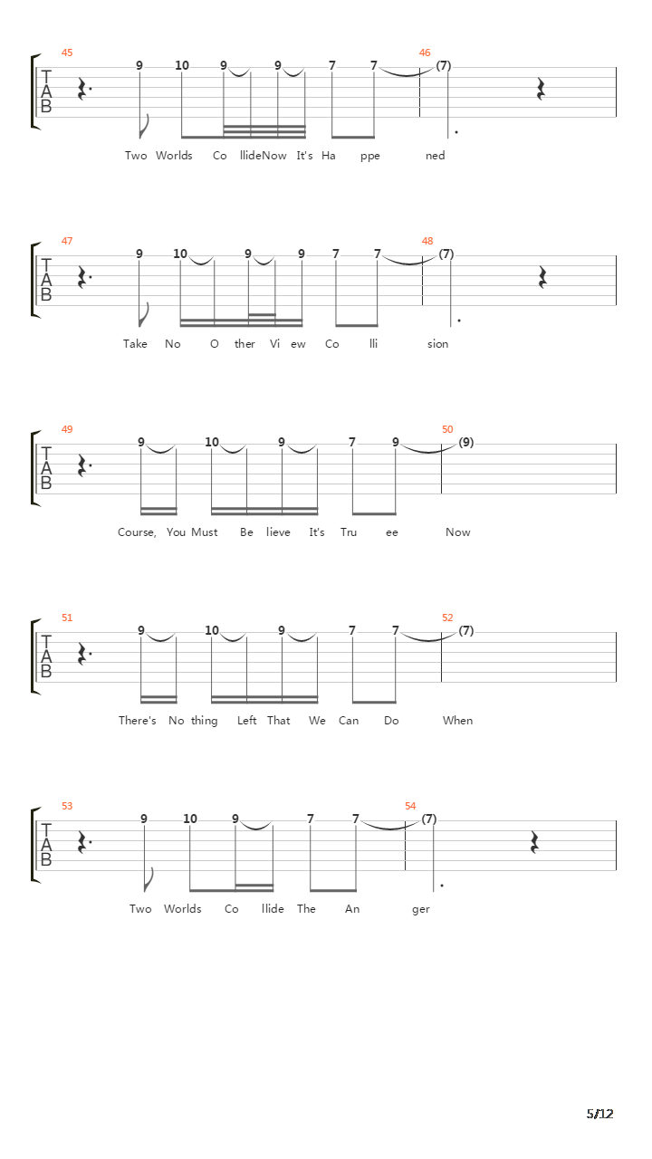 When Two Worlds Collide吉他谱