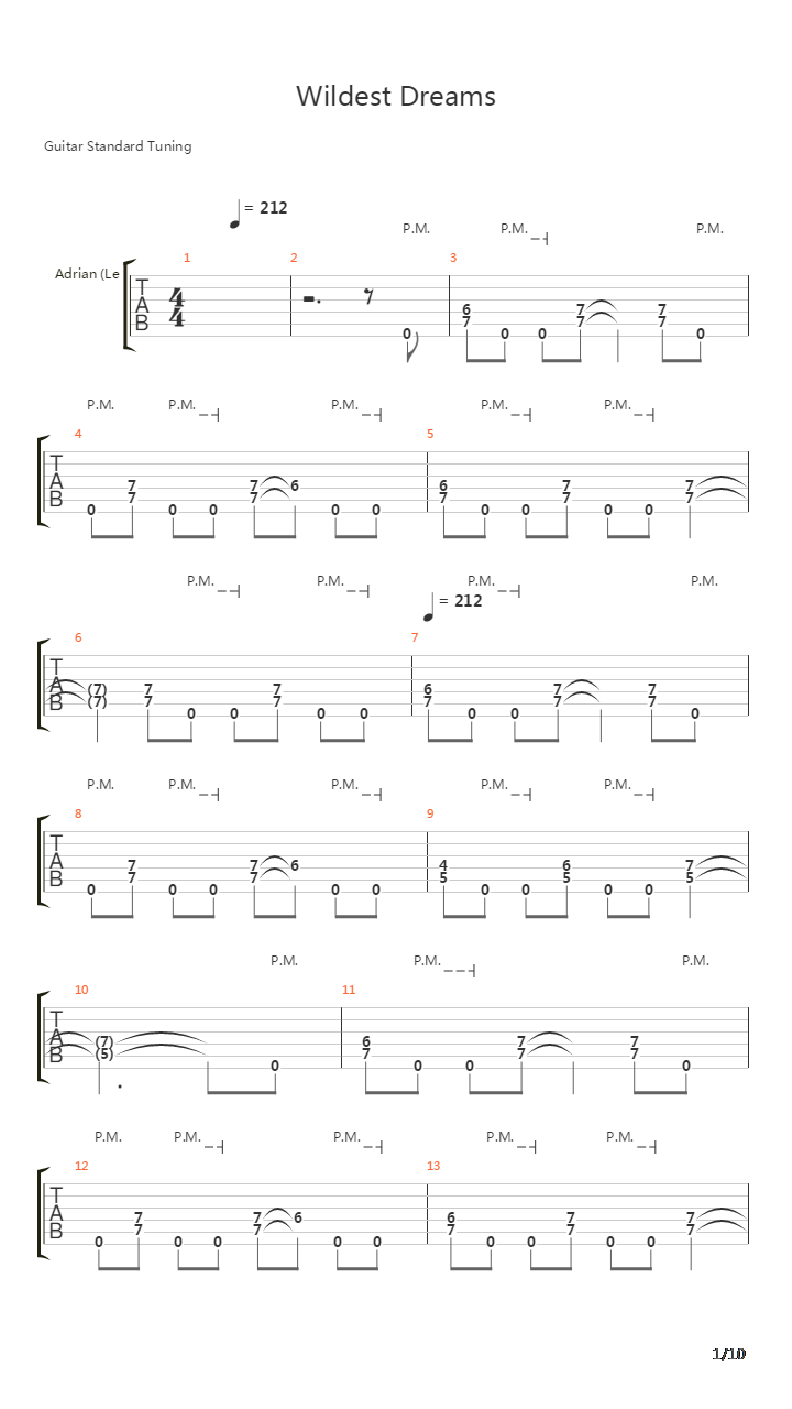 Wildest Dreams吉他谱