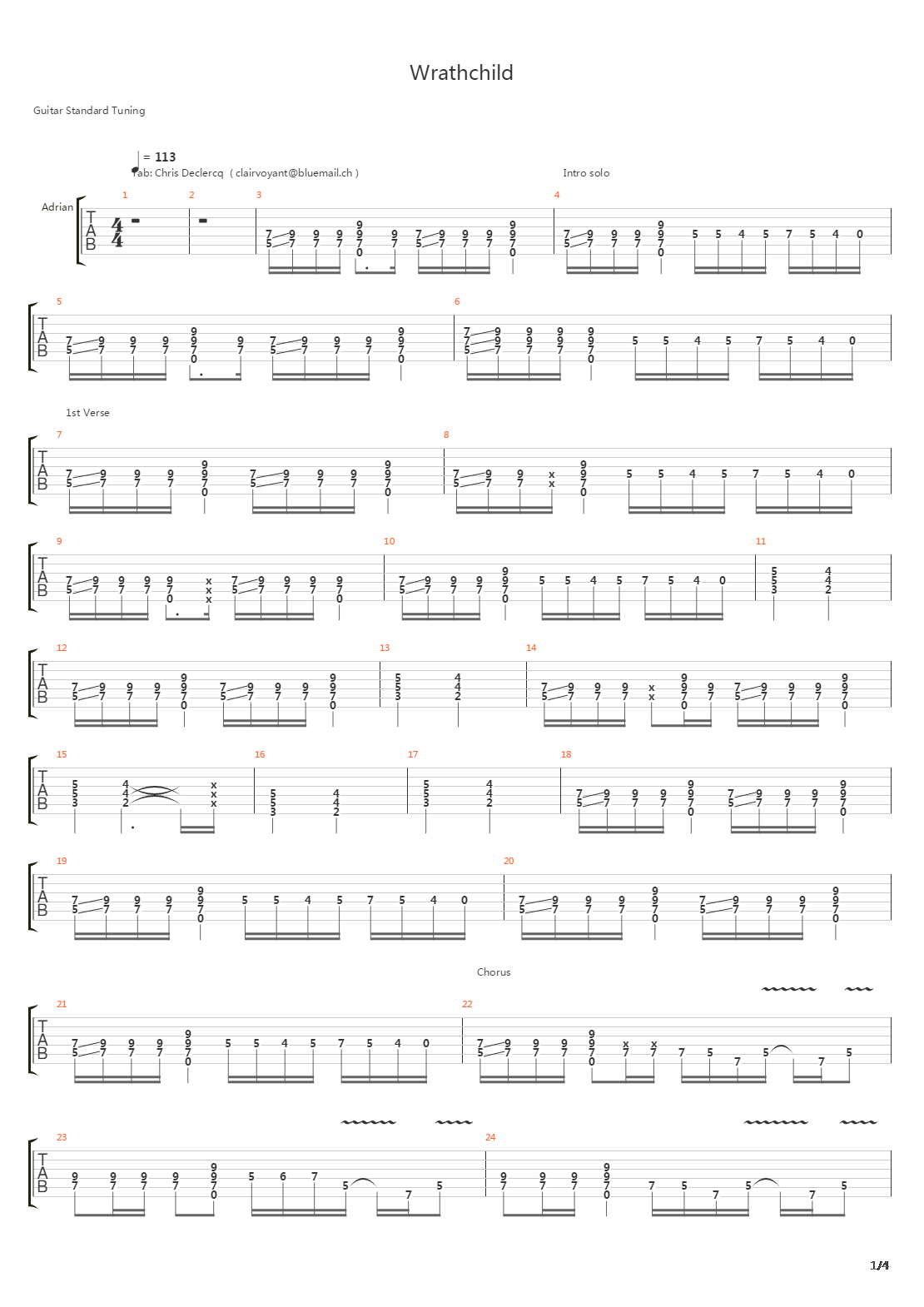 Wrathchild吉他谱