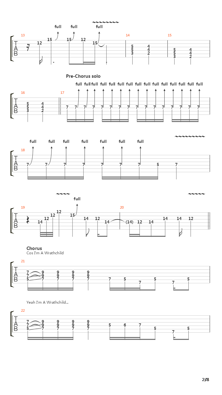 Wrathchild吉他谱