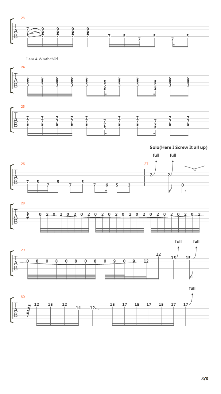 Wrathchild吉他谱