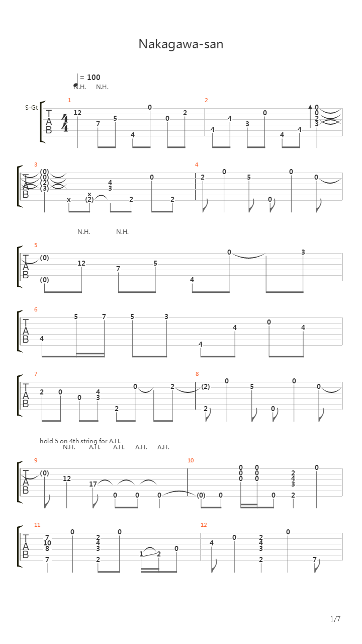 Nakagawasan吉他谱