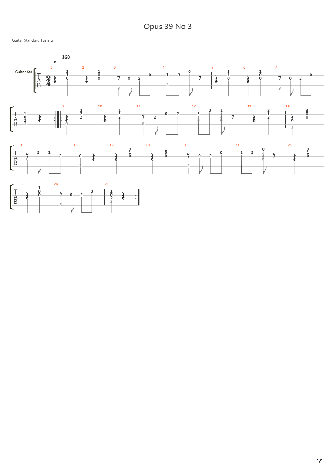 Opus 39 No 3吉他谱