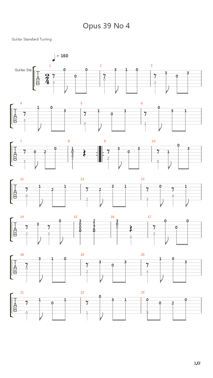 Opus 39 No 4吉他谱