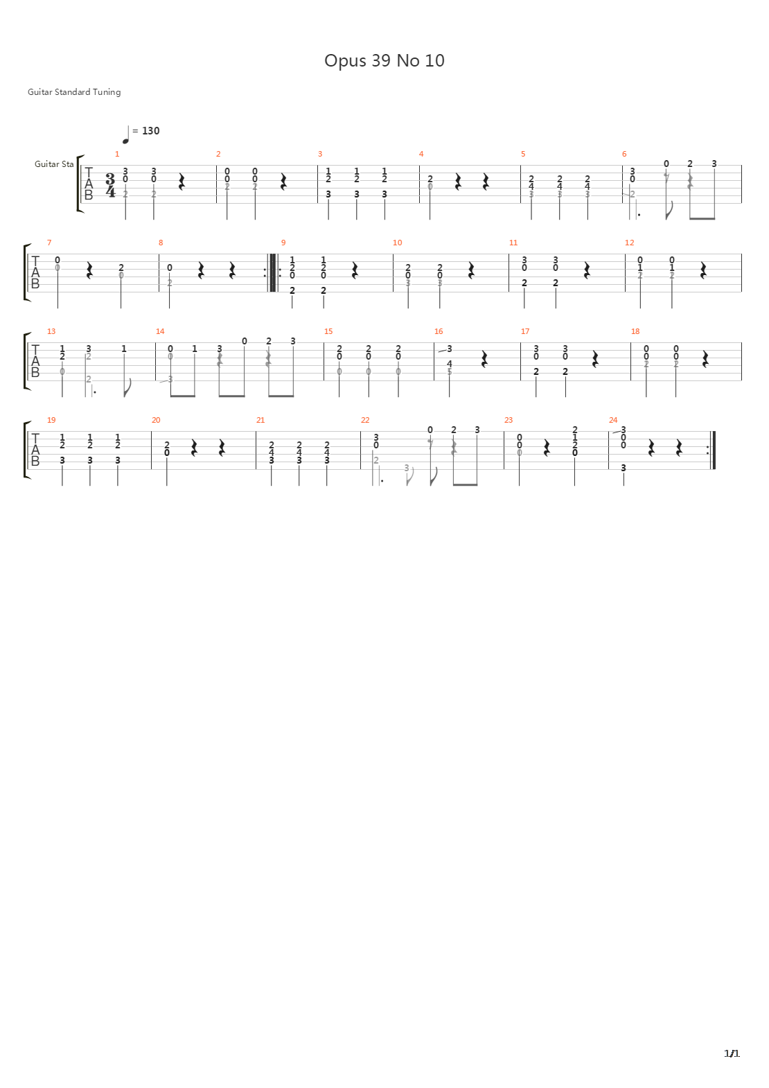 Opus 39 No 10吉他谱