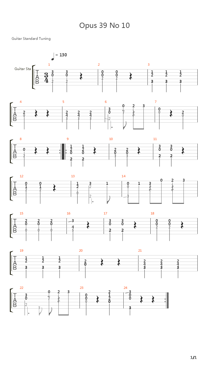 Opus 39 No 10吉他谱