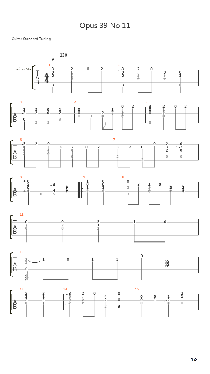 Opus 39 No 11吉他谱