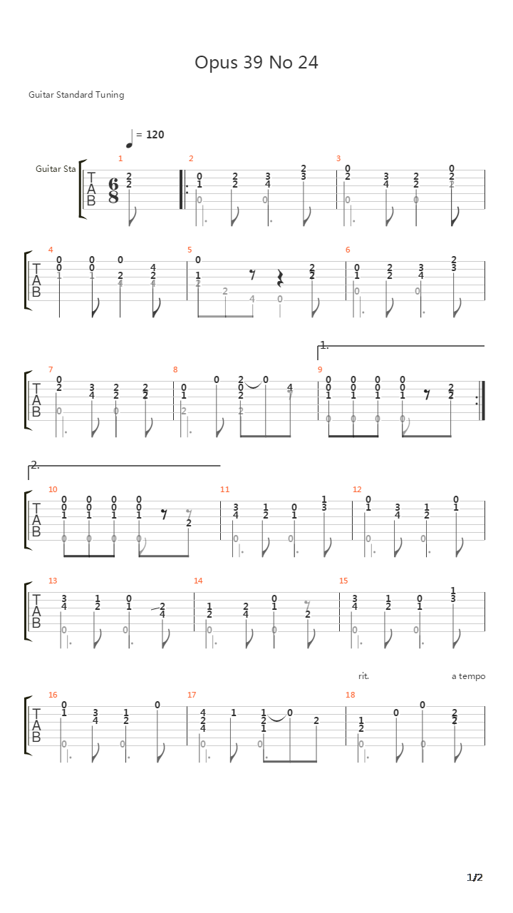 Opus 39 No 24吉他谱