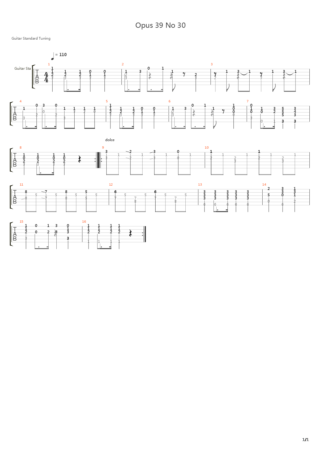 Opus 39 No 30吉他谱