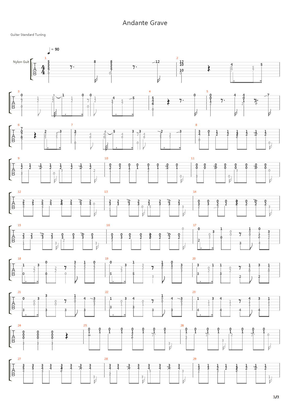 Andante Grave吉他谱