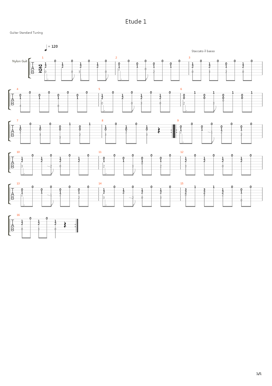 Etude 1吉他谱