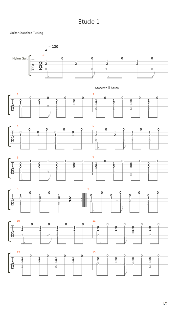 Etude 1吉他谱