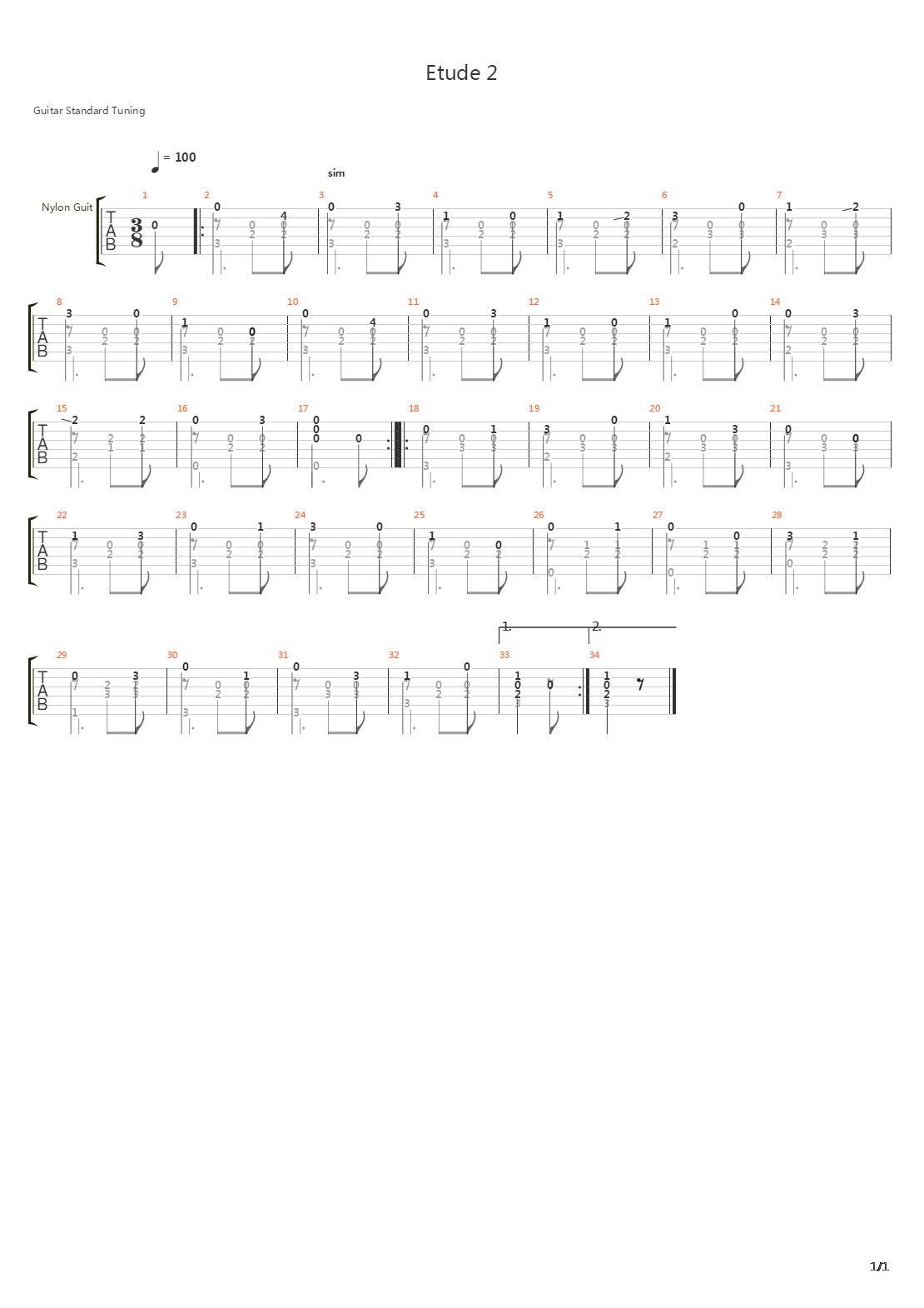 Etude 2吉他谱