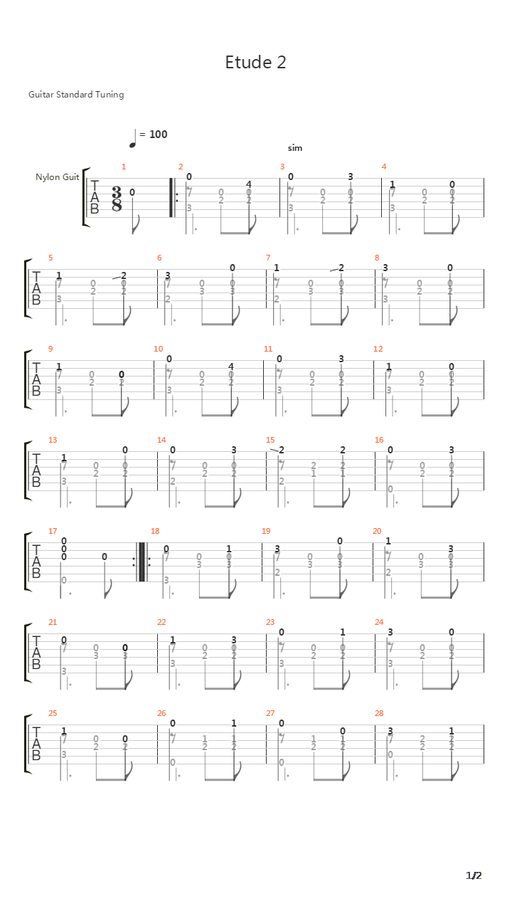 Etude 2吉他谱