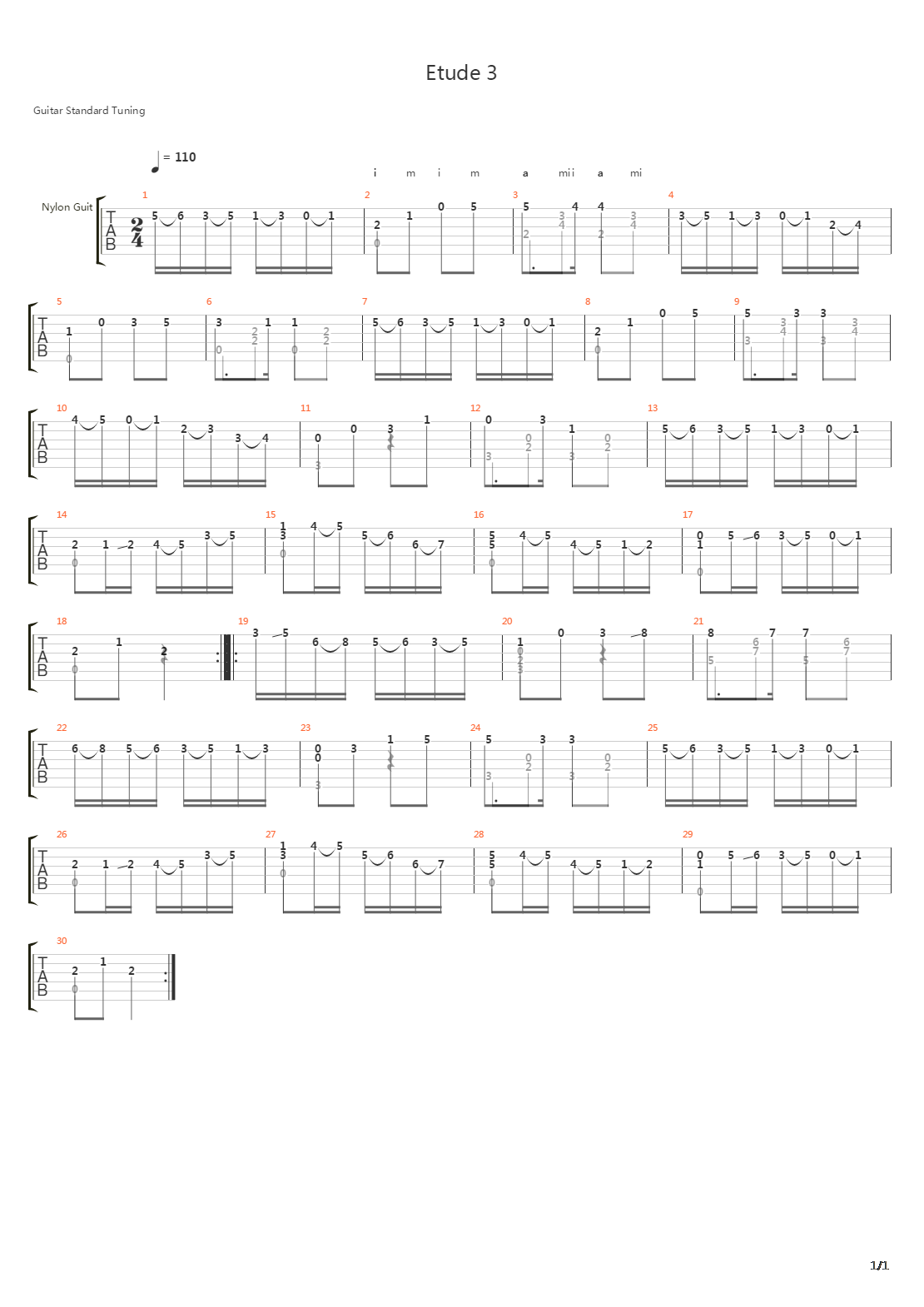 Etude 3吉他谱