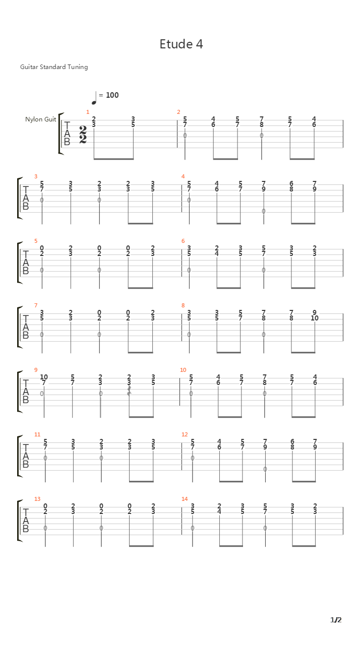 Etude 4吉他谱