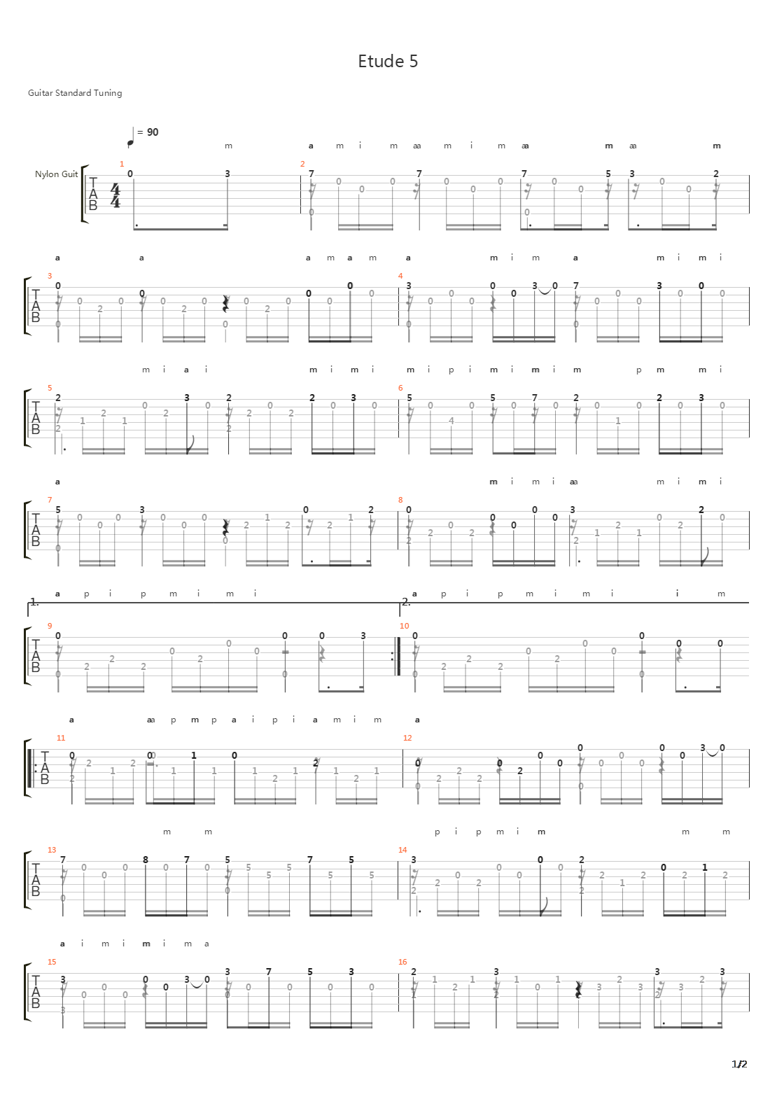 Etude 5吉他谱