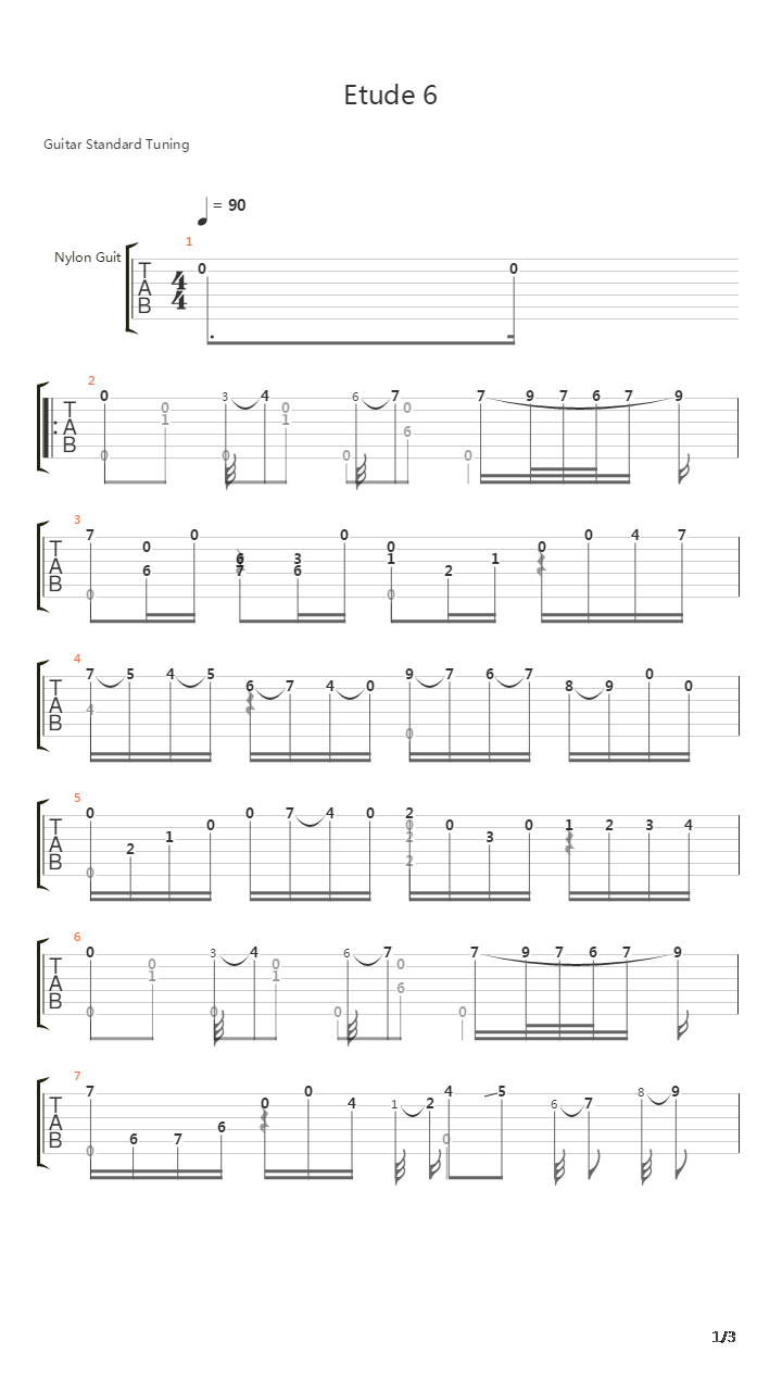 Etude 6吉他谱