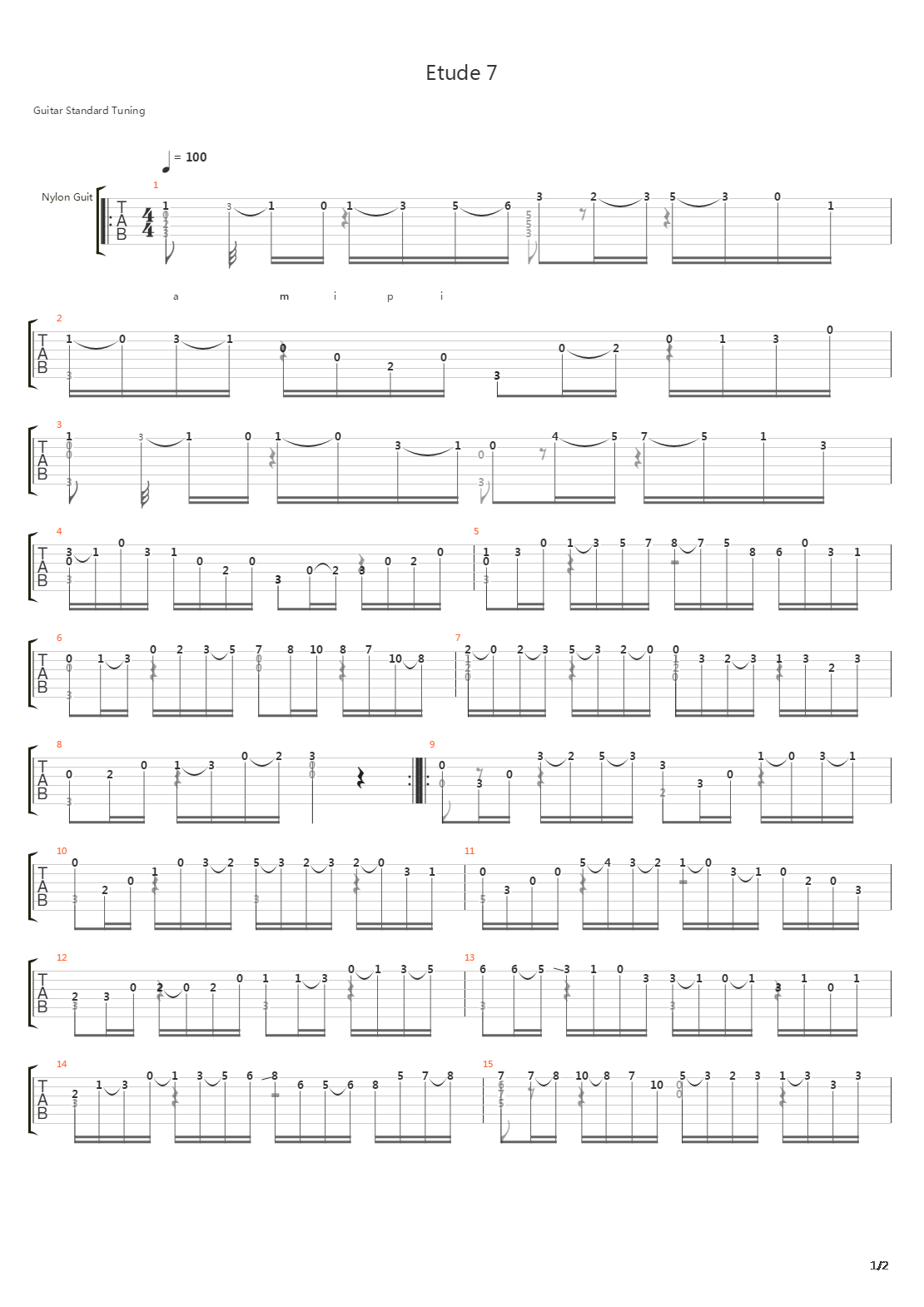 Etude 7吉他谱