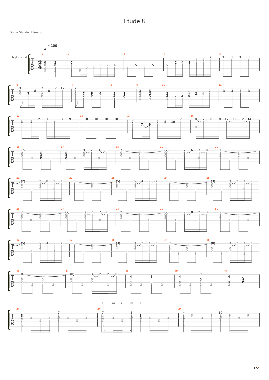 Etude 8吉他谱