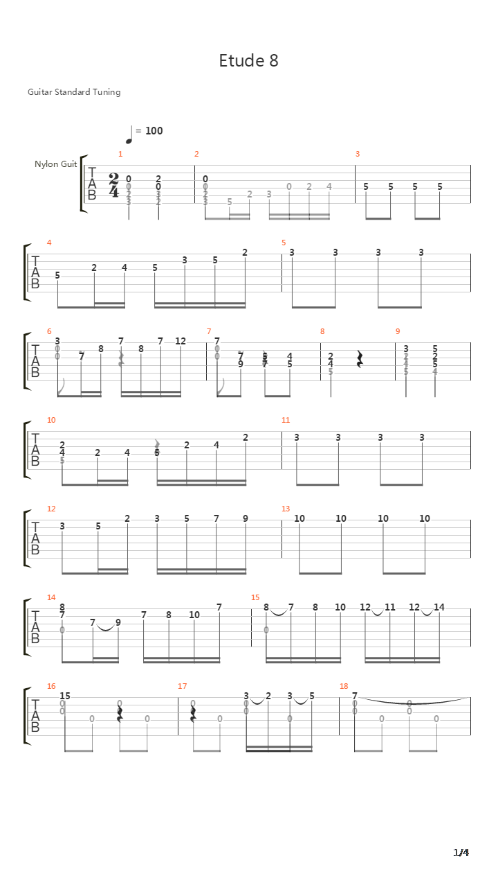 Etude 8吉他谱