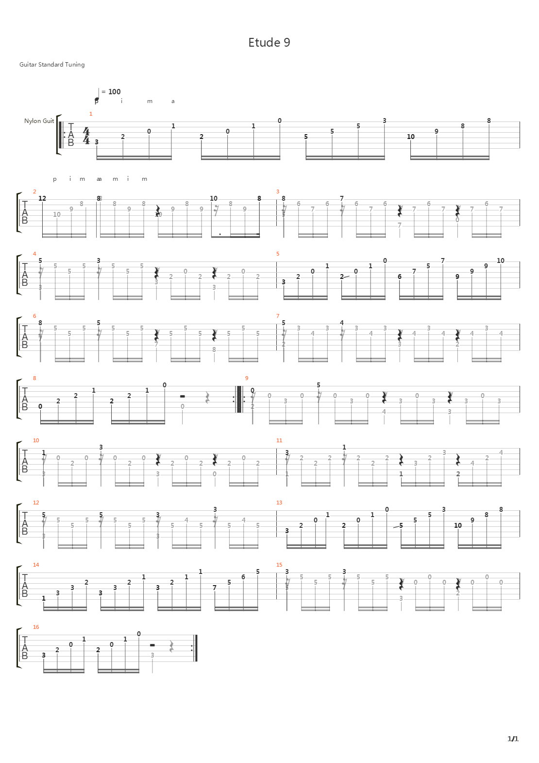 Etude 9吉他谱