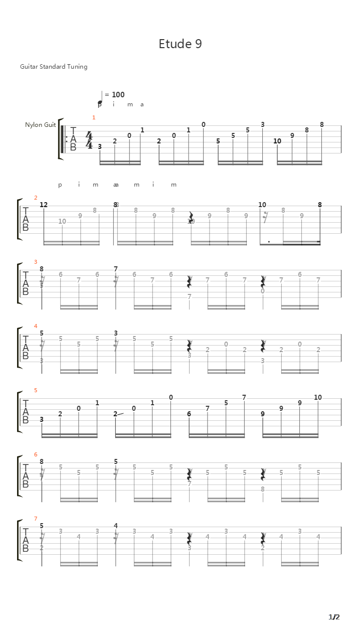 Etude 9吉他谱